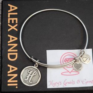 Alex and Ani letter H initial charm bracelet